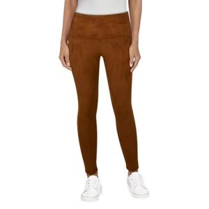 Natural reflections saddle suede caramel brown knit leggings size medium